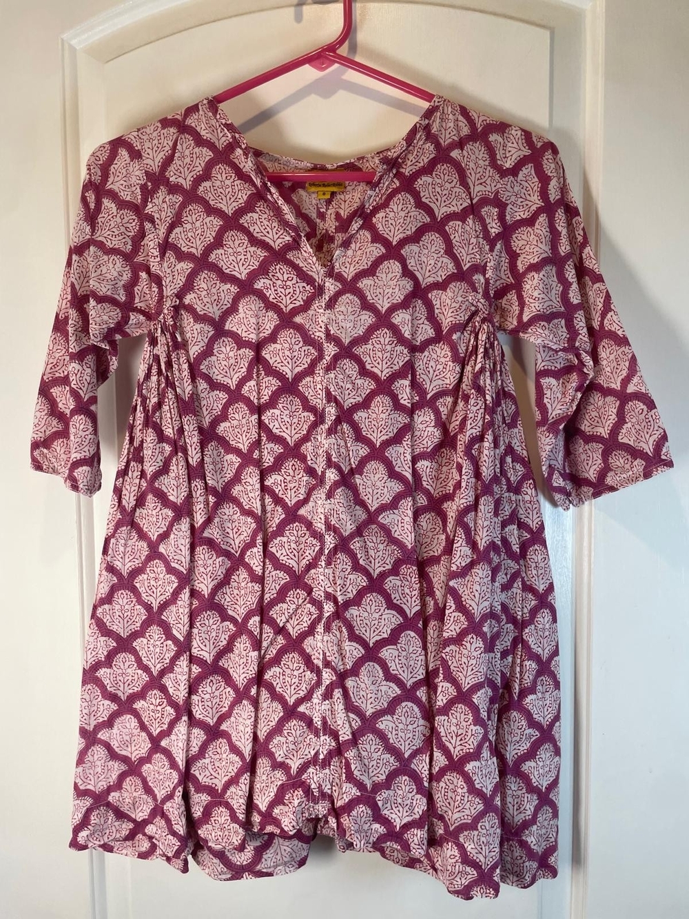 Roberta Roller Rabbit Pink and White Floral Tunic Dress Kids Size 8